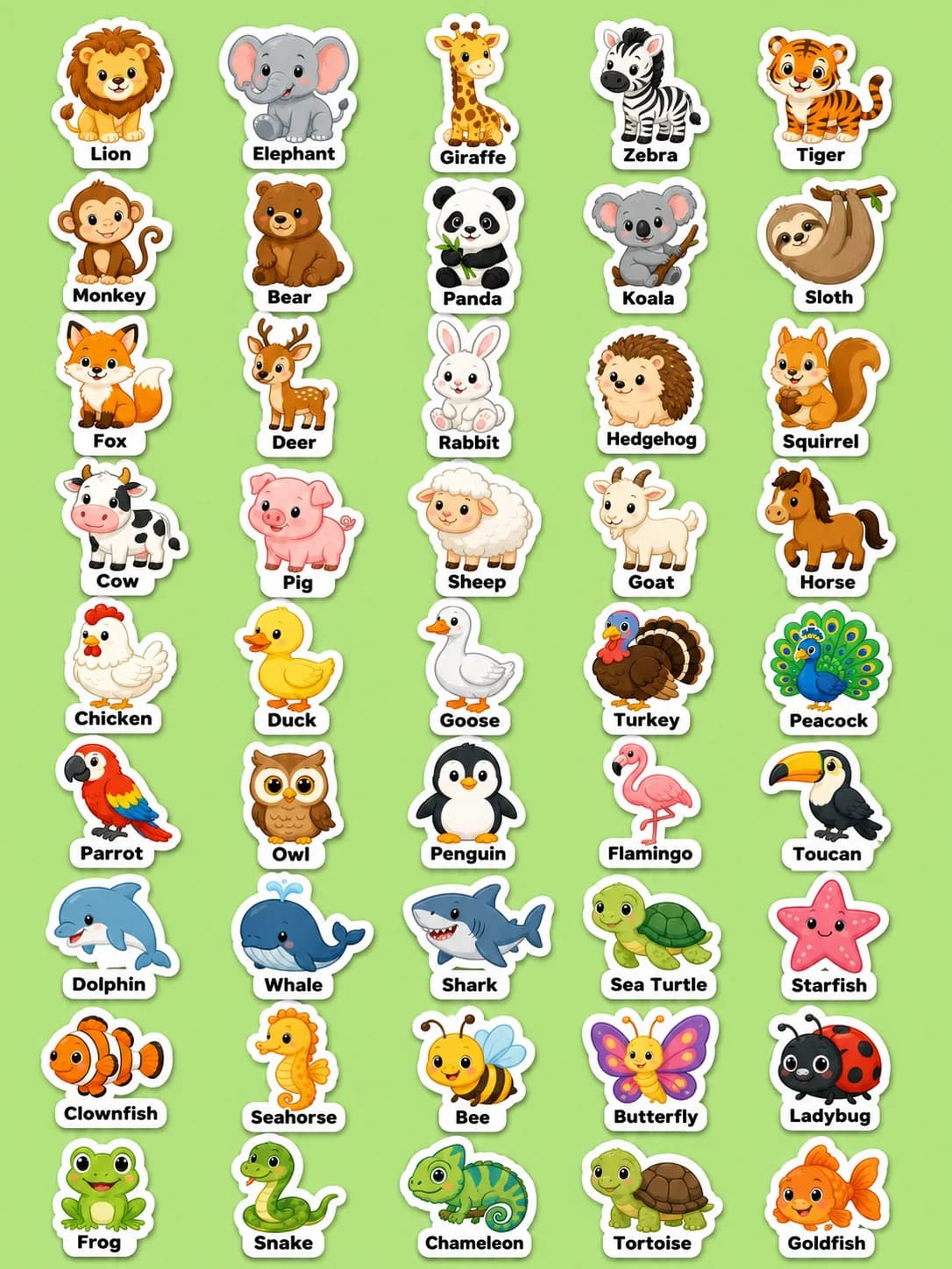 Animals Printable Sticker Sheet