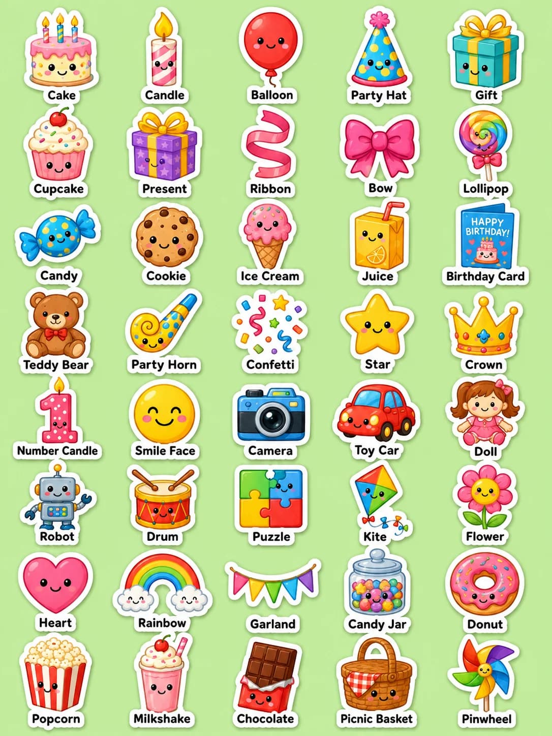 Birthday Printable Sticker Sheet