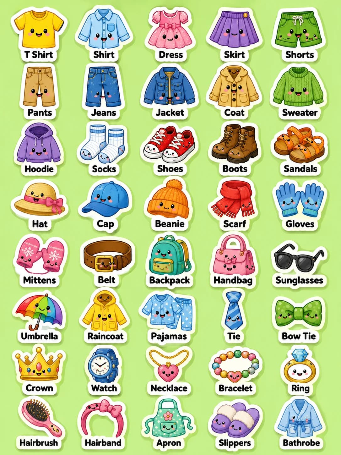 Clothes Printable Sticker Sheet