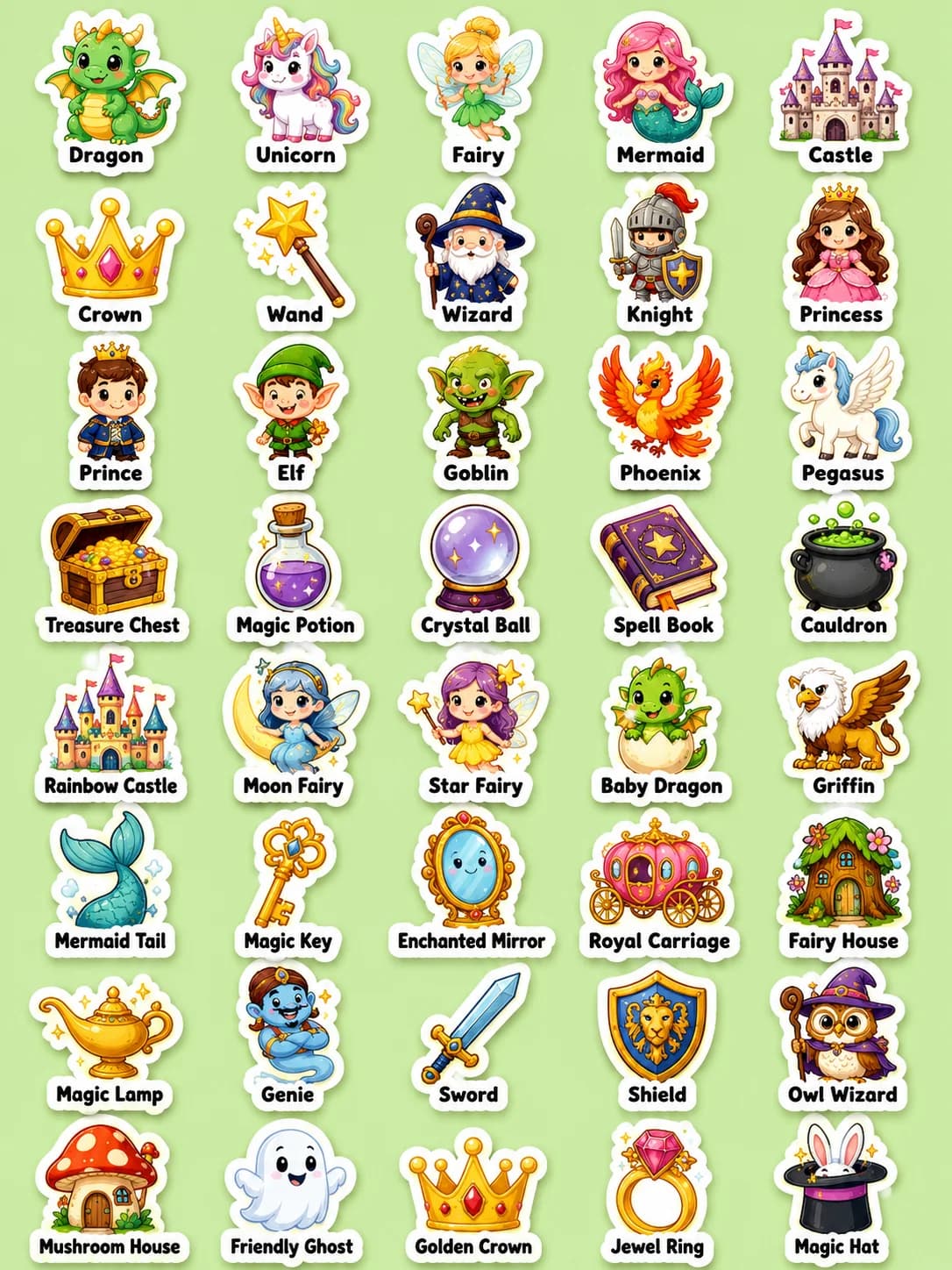 Fantasy Printable Sticker Sheet