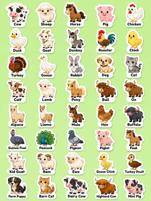 Farm Animals Printable Sticker Sheet