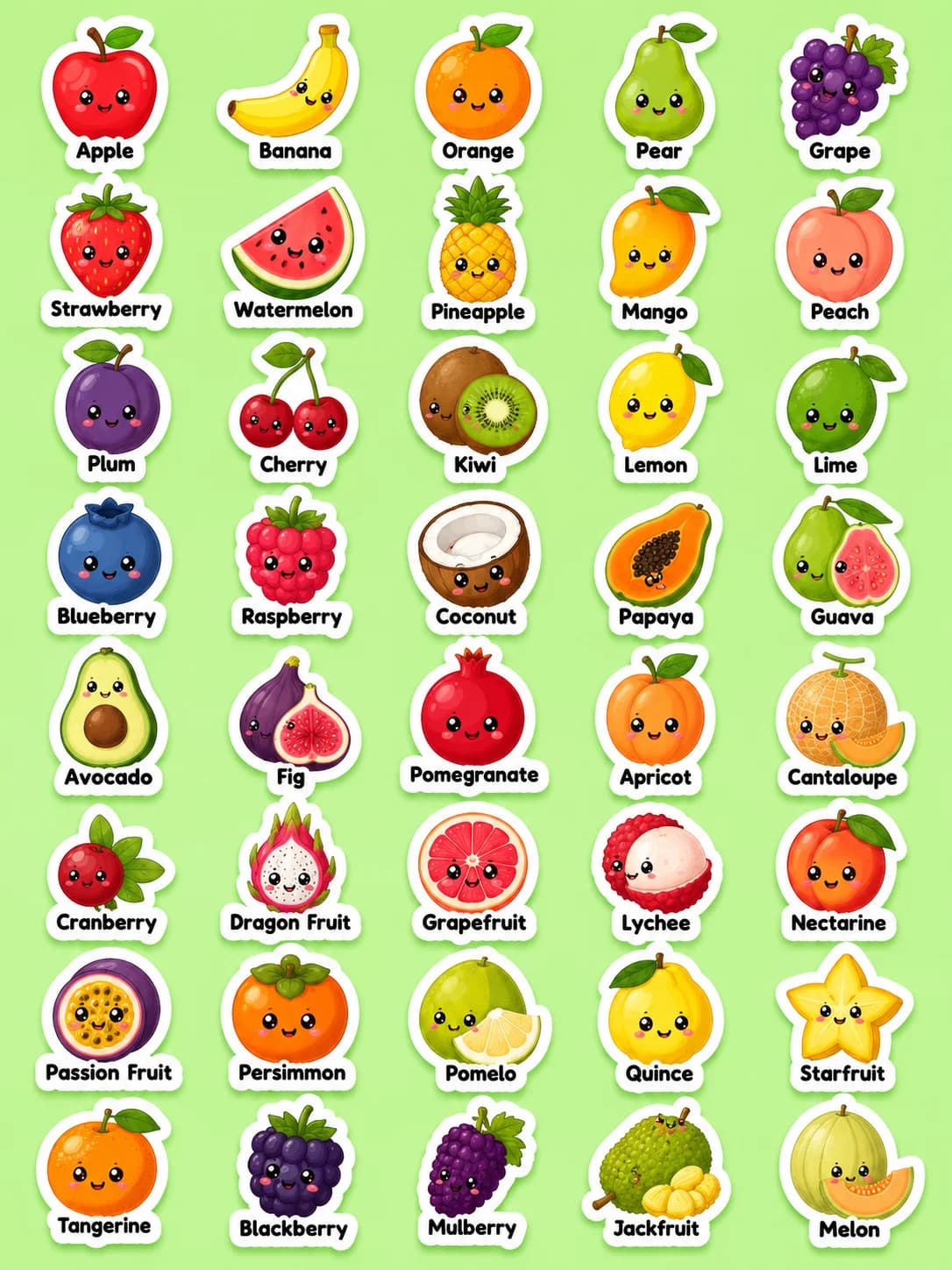 Fruit Printable Sticker Sheet - Set 2