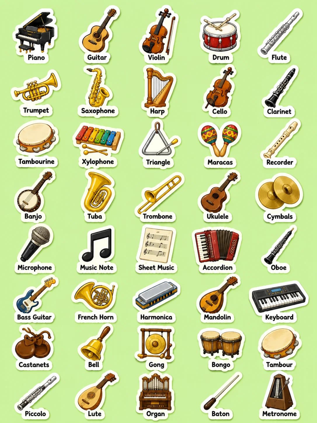 Music Printable Sticker Sheet - Set 2