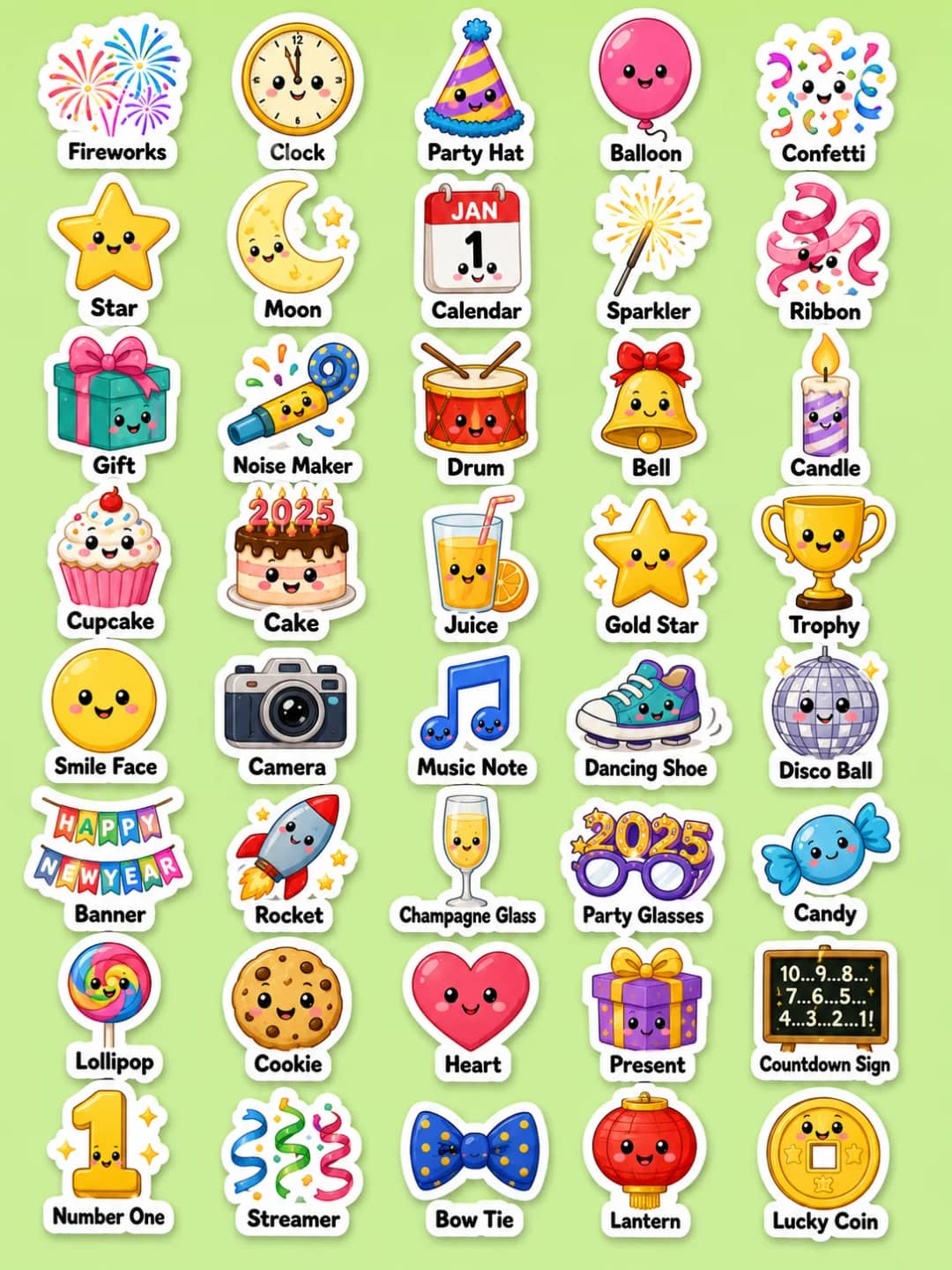 New Year printable sticker sheet for teachers
