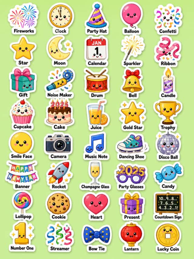 New Year Printable Sticker Sheet