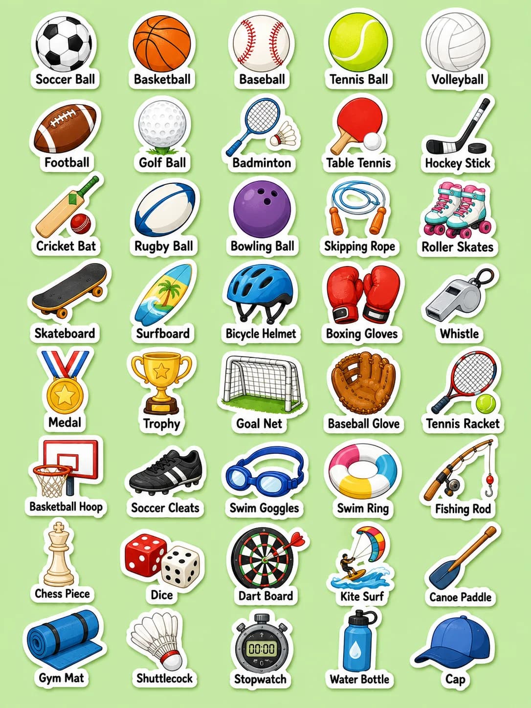 Sports Printable Sticker Sheet - Set 2