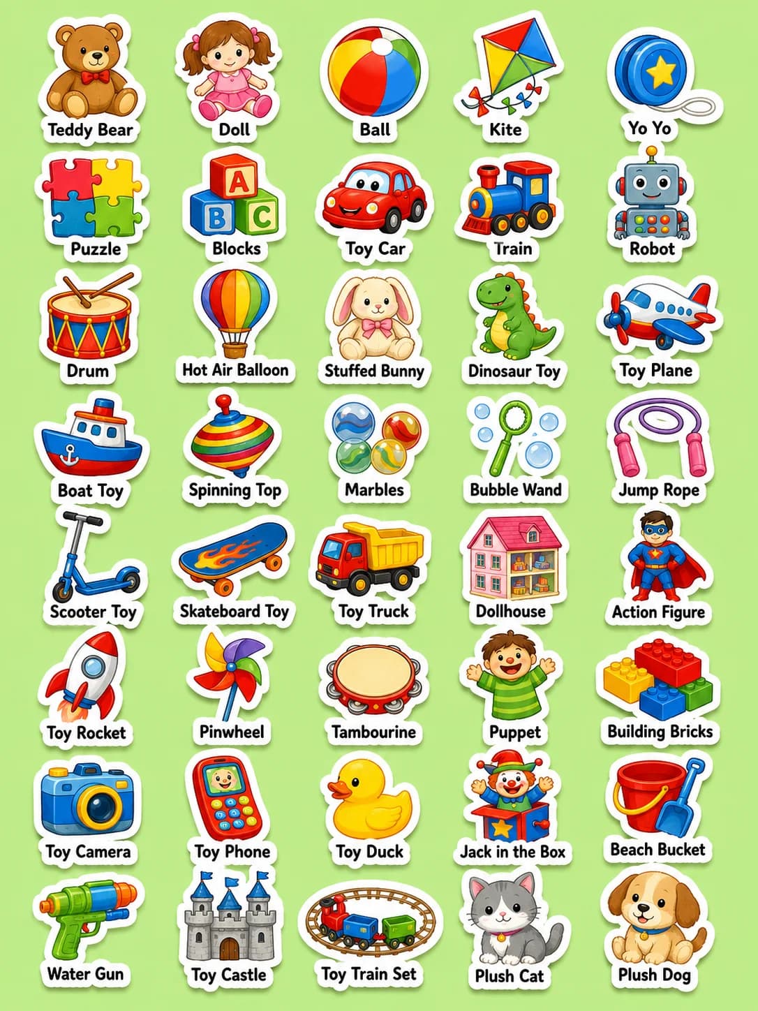 Toys Printable Sticker Sheet - Set 2