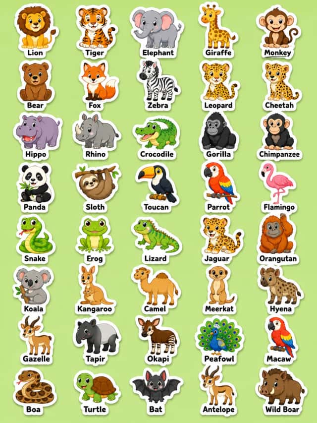 Wild Animals Printable Sticker Sheet