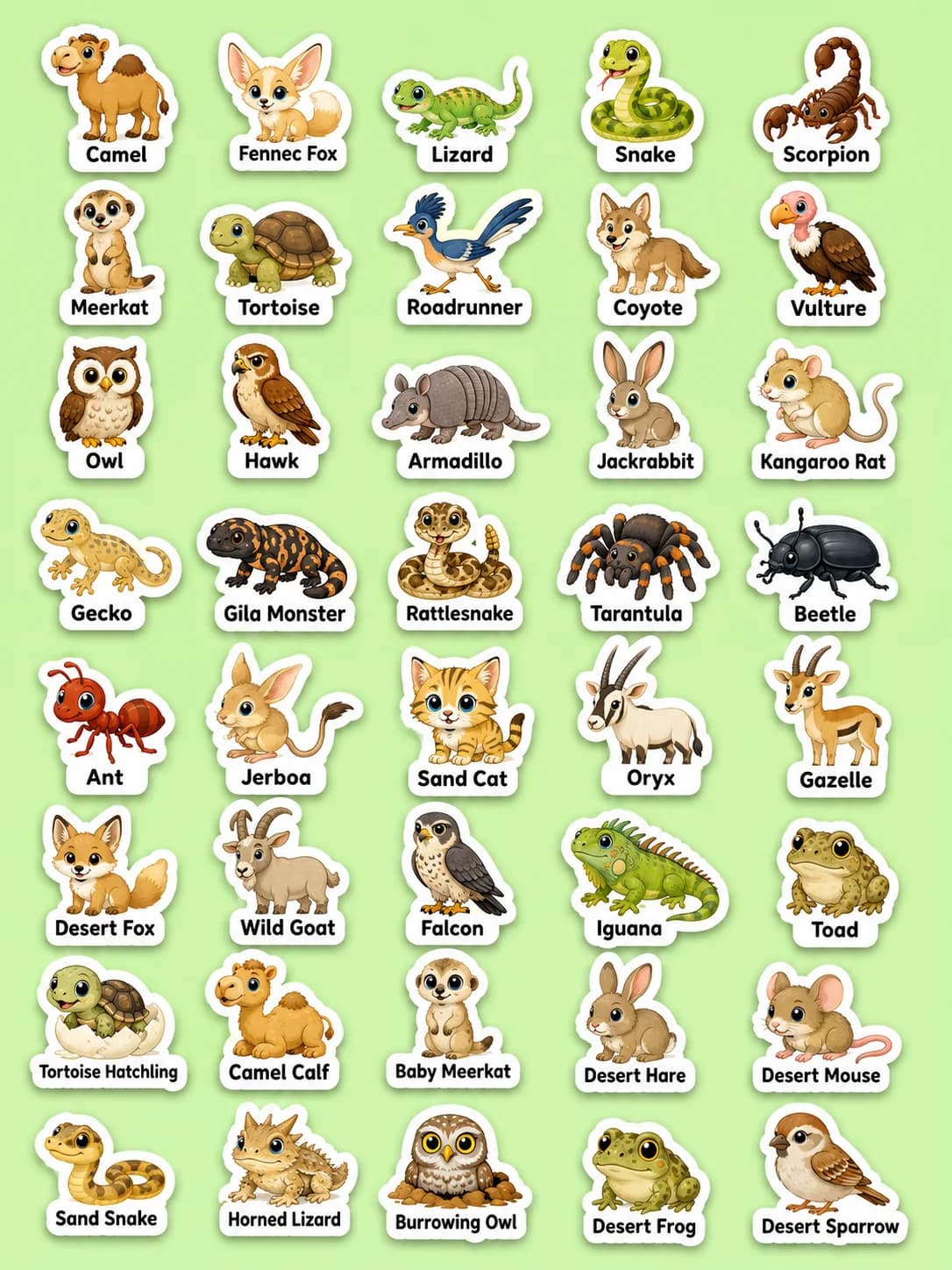 Woodland Animals Printable Sticker Sheet - Set 2