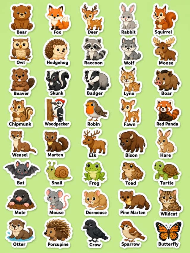 Woodland Animals Printable Sticker Sheet