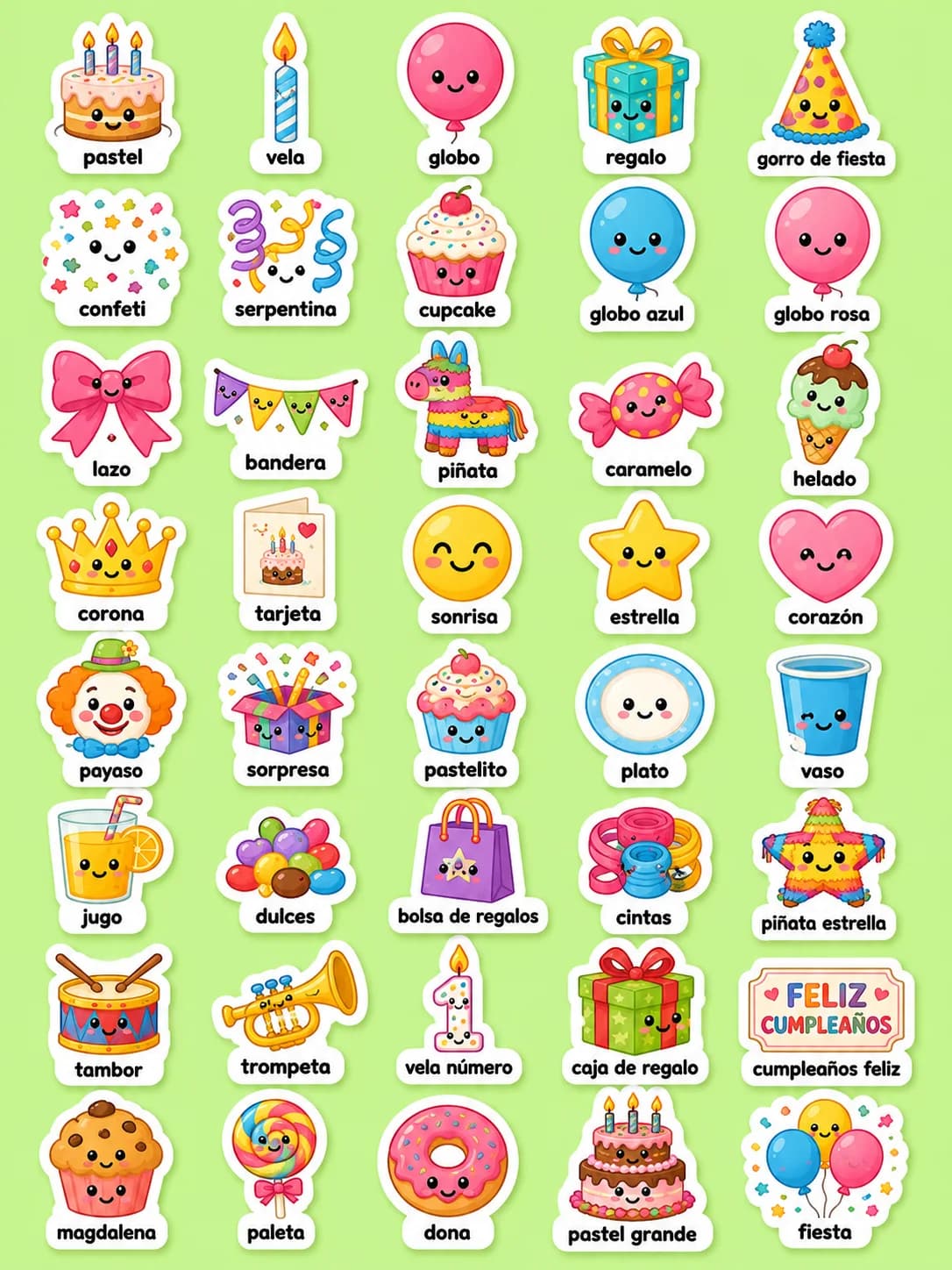 Cumpleaños - Hoja de pegatinas imprimibles