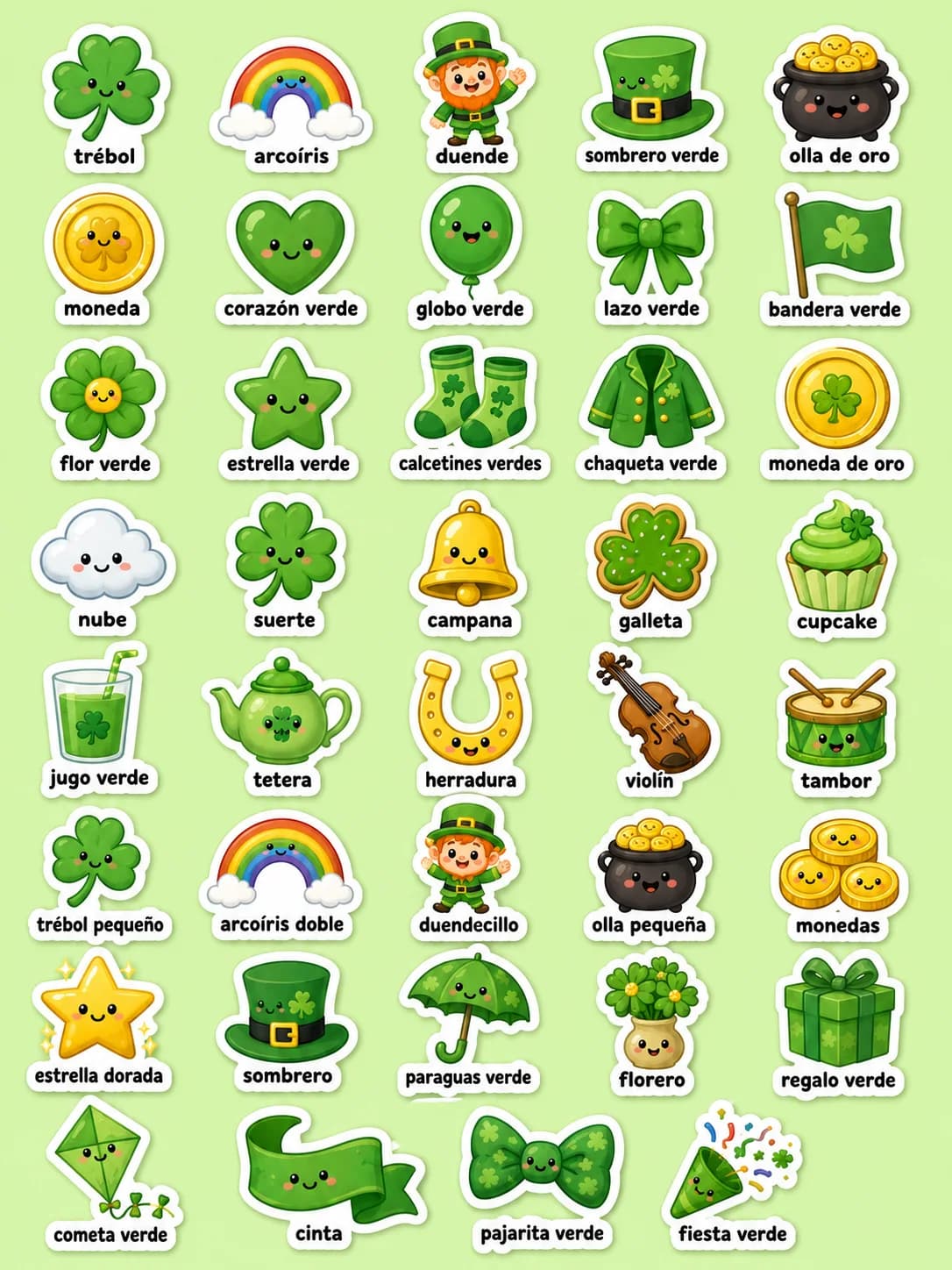 Día de San Patricio - Hoja de pegatinas imprimibles