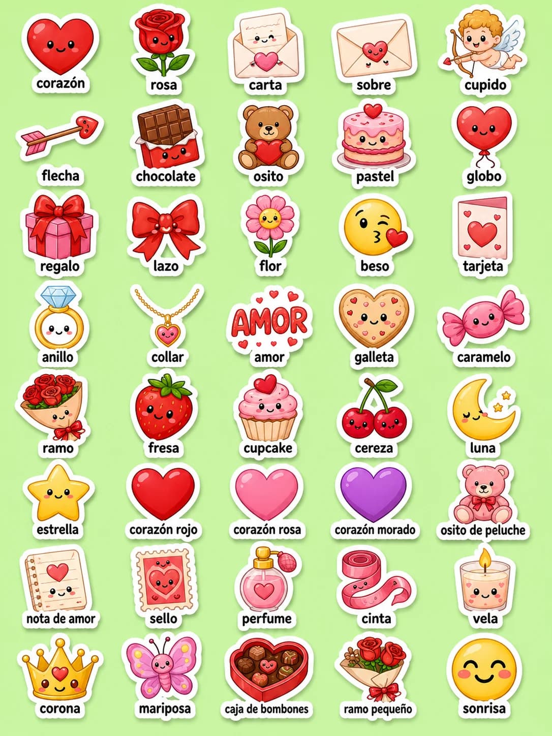 Día de San Valentín - Hoja de pegatinas imprimibles