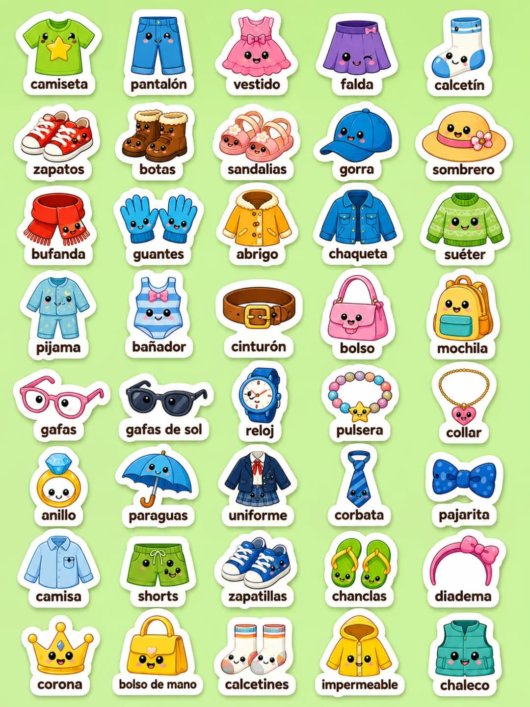 Ropa hoja de pegatinas imprimibles para clase
