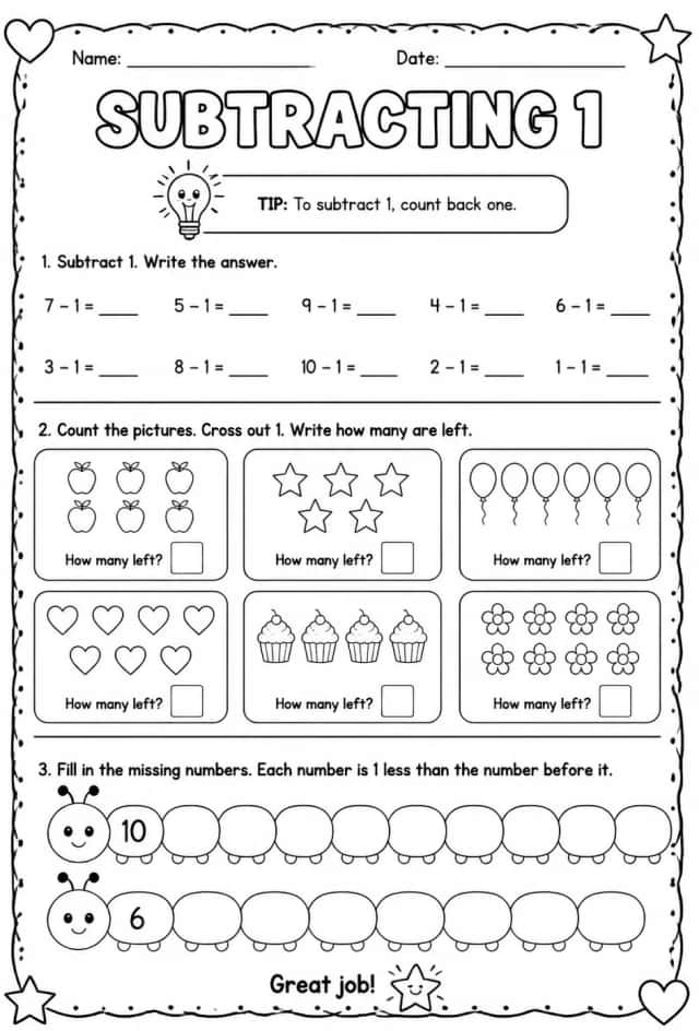 Subtracting 1