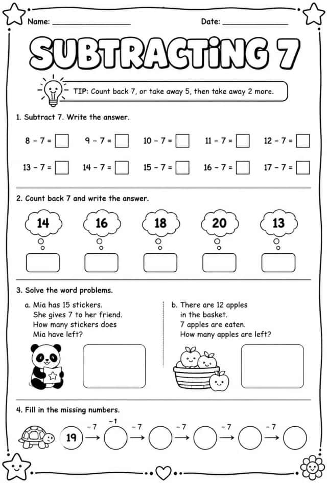Subtracting 7