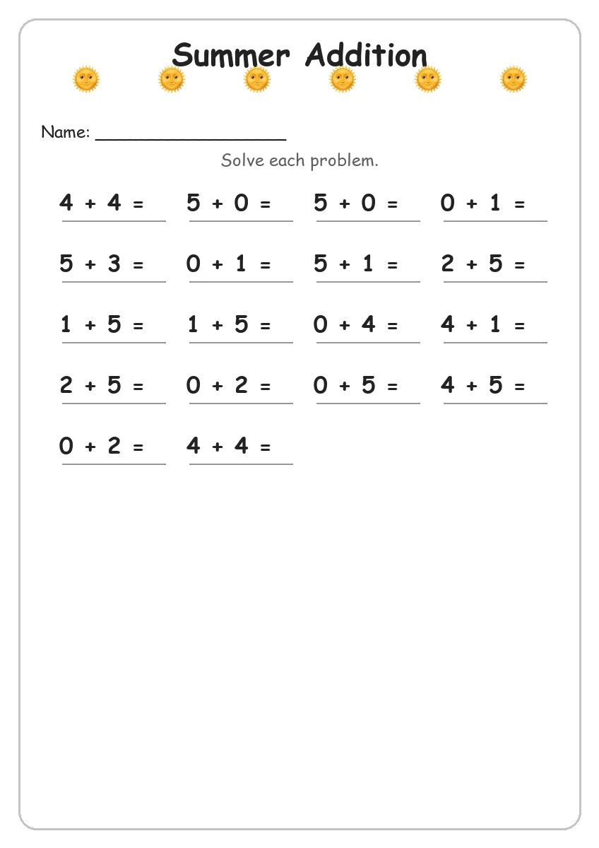 Summer Addition (Kindergarten)