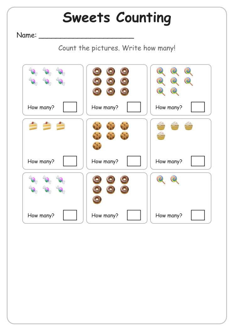 Sweets Counting to 10 (Kindergarten)