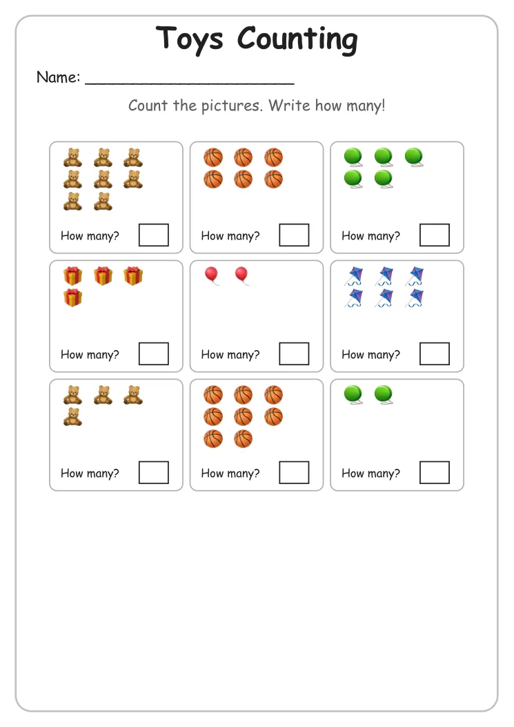 Toys Counting to 10 (Kindergarten)