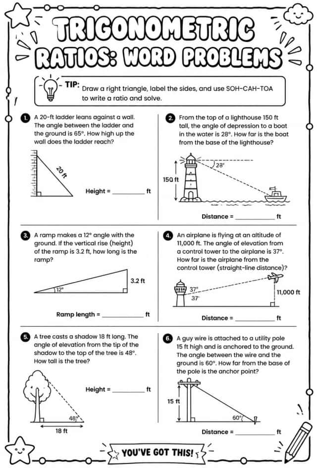 Trigonometric ratios: word problems
