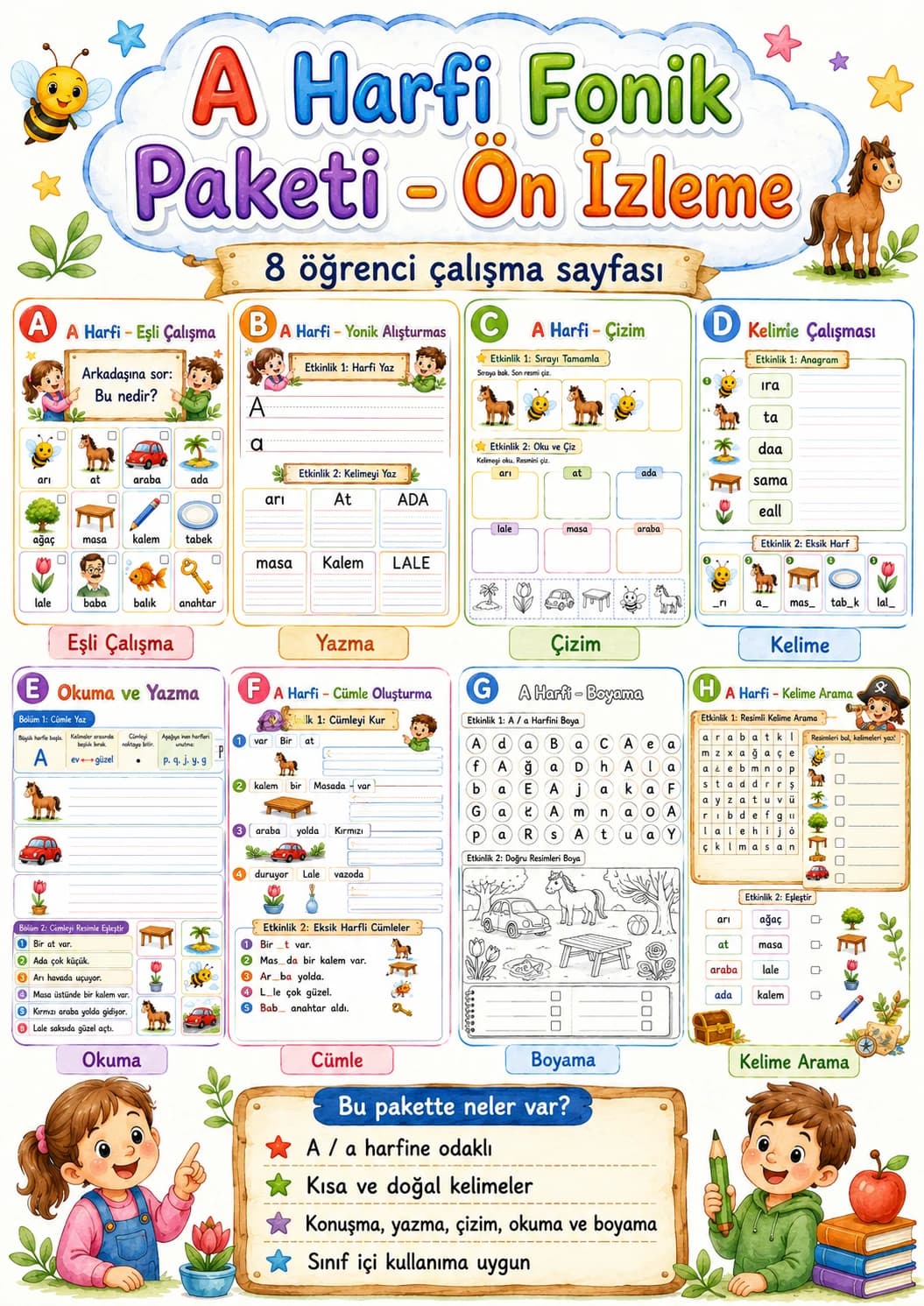 Turkish Letter A Phonics Worksheets Pack page 2 printable worksheet preview