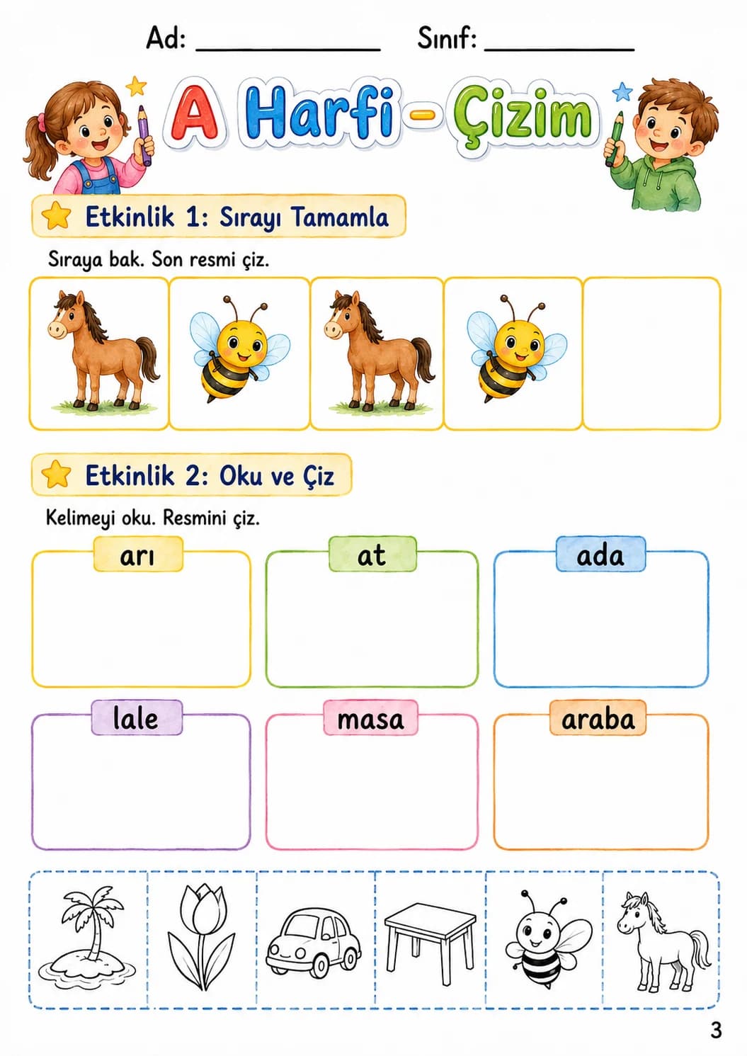 Turkish Letter A Phonics Worksheets Pack page 5 printable worksheet preview