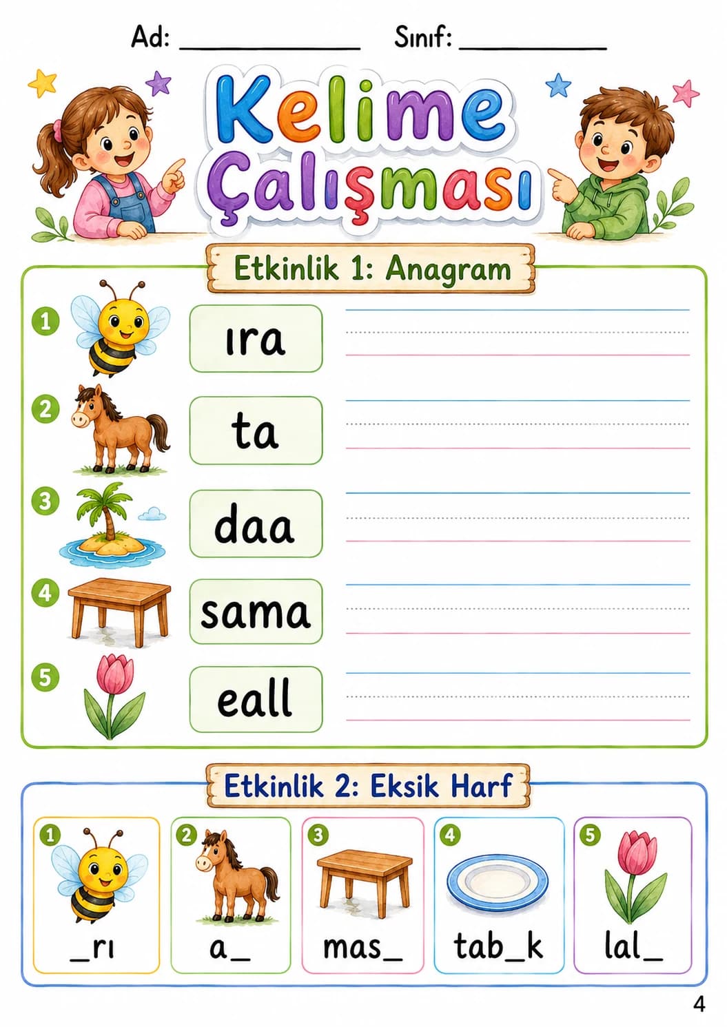 Turkish Letter A Phonics Worksheets Pack page 6 printable worksheet preview