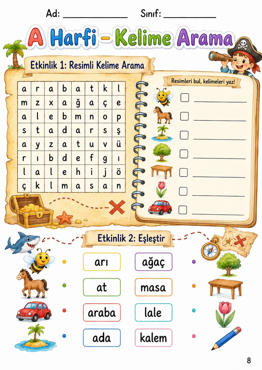 Turkish Letter A Phonics Worksheets Pack page 10 printable worksheet preview