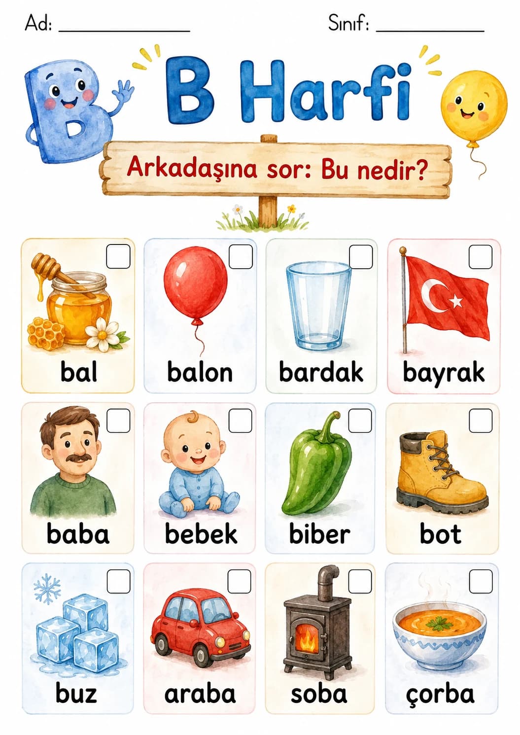 Turkish Letter B Phonics Worksheets Pack page 4 printable worksheet preview