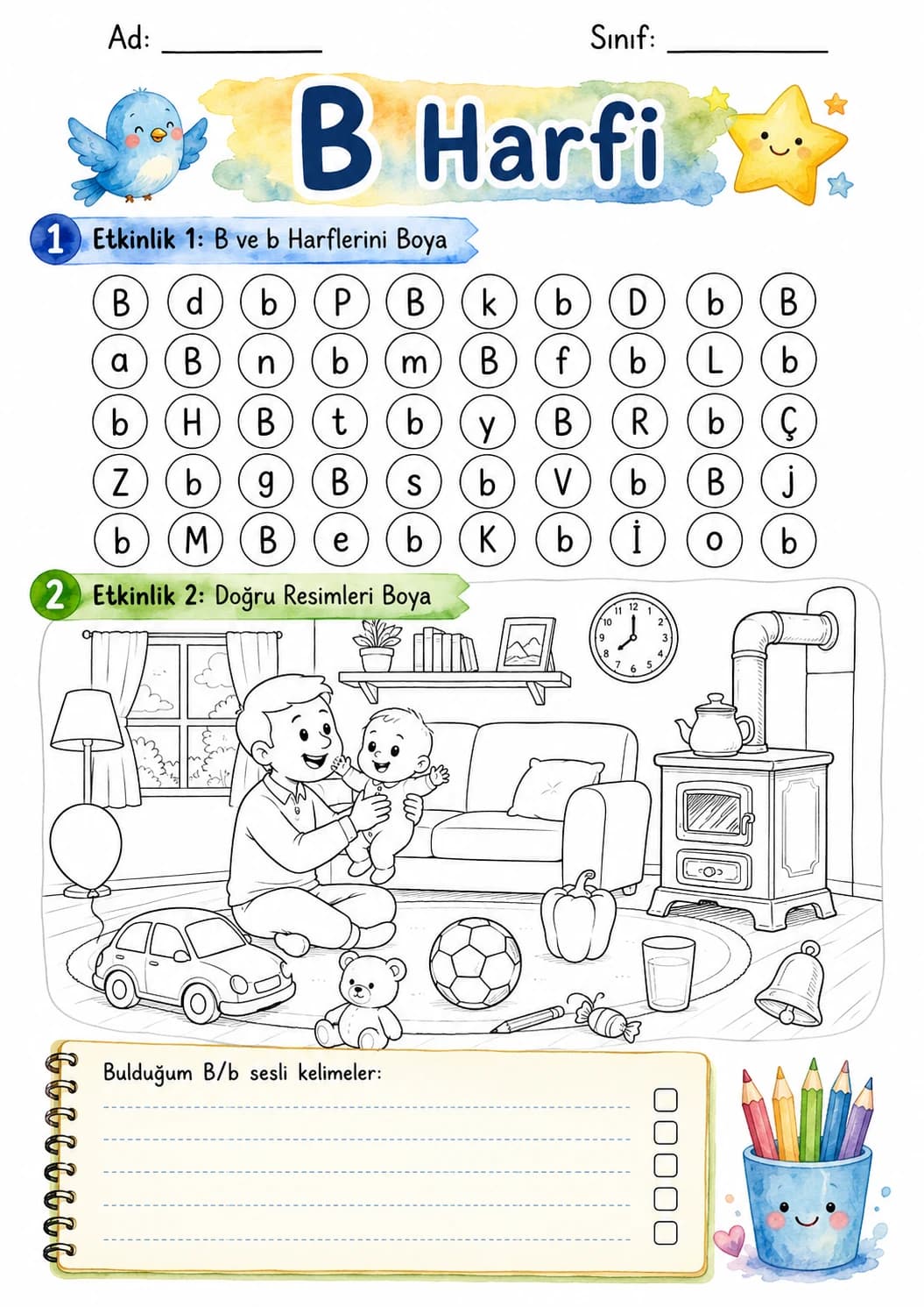 Turkish Letter B Phonics Worksheets Pack page 7 printable worksheet preview