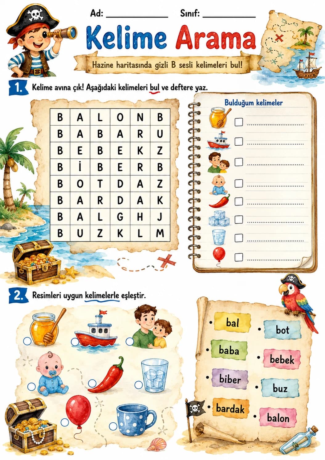 Turkish Letter B Phonics Worksheets Pack page 10 printable worksheet preview