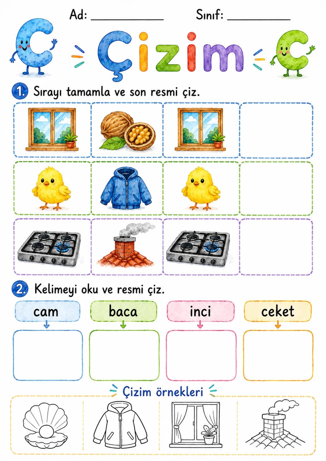 Turkish Letter C Phonics Worksheets Pack page 5 printable worksheet preview
