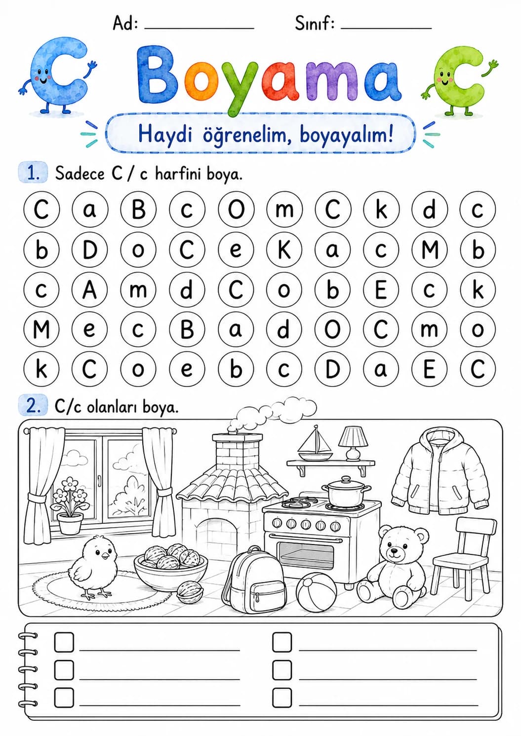 Turkish Letter C Phonics Worksheets Pack page 6 printable worksheet preview