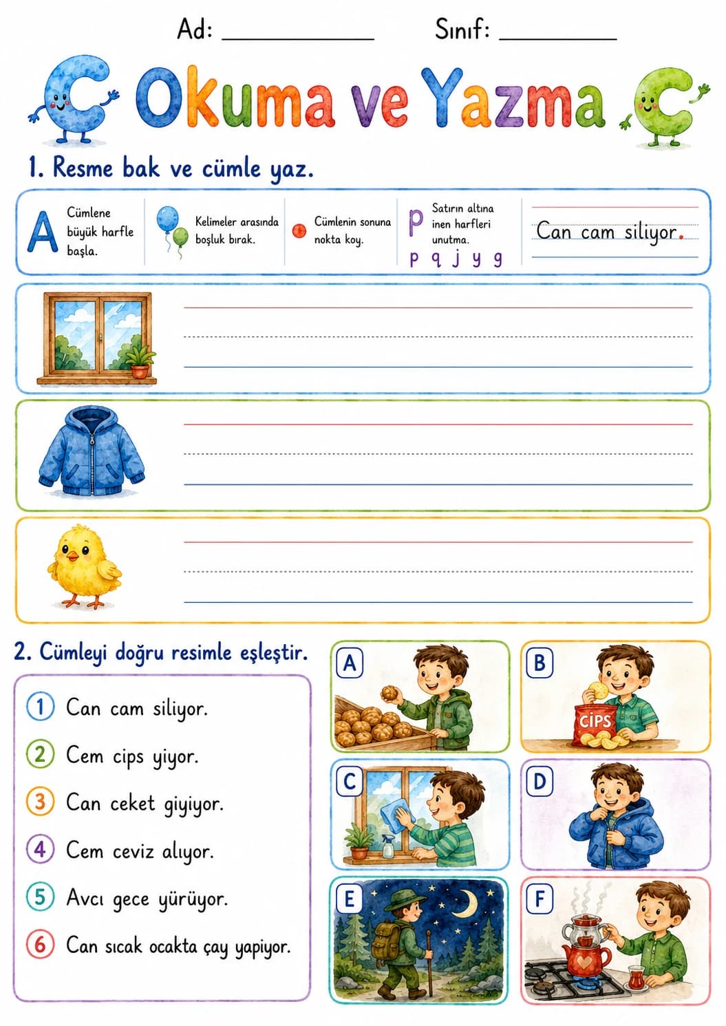 Turkish Letter C Phonics Worksheets Pack page 8 printable worksheet preview
