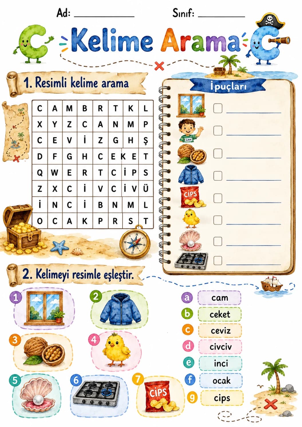 Turkish Letter C Phonics Worksheets Pack page 10 printable worksheet preview