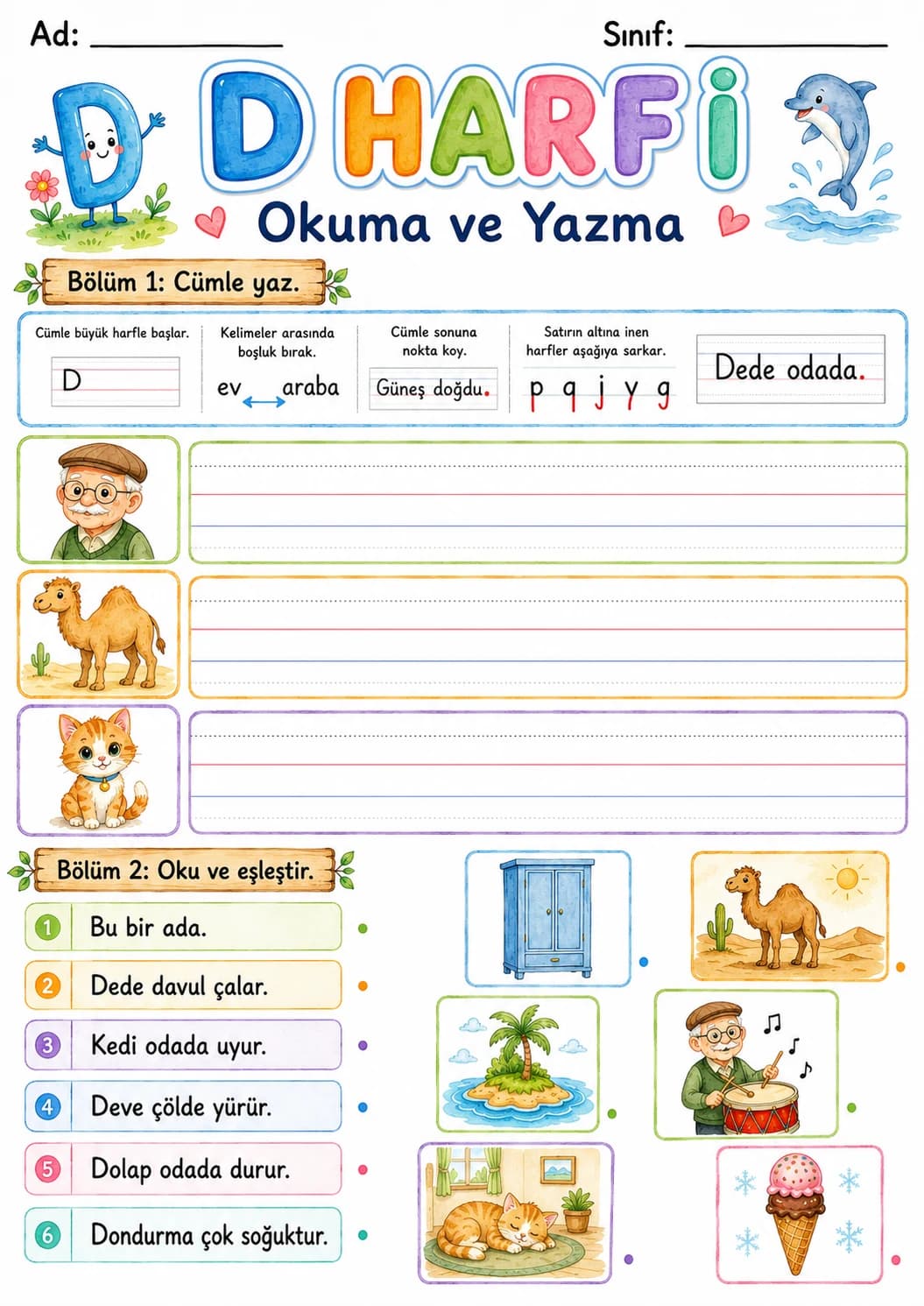Turkish Letter D Phonics Worksheets Pack page 6 printable worksheet preview