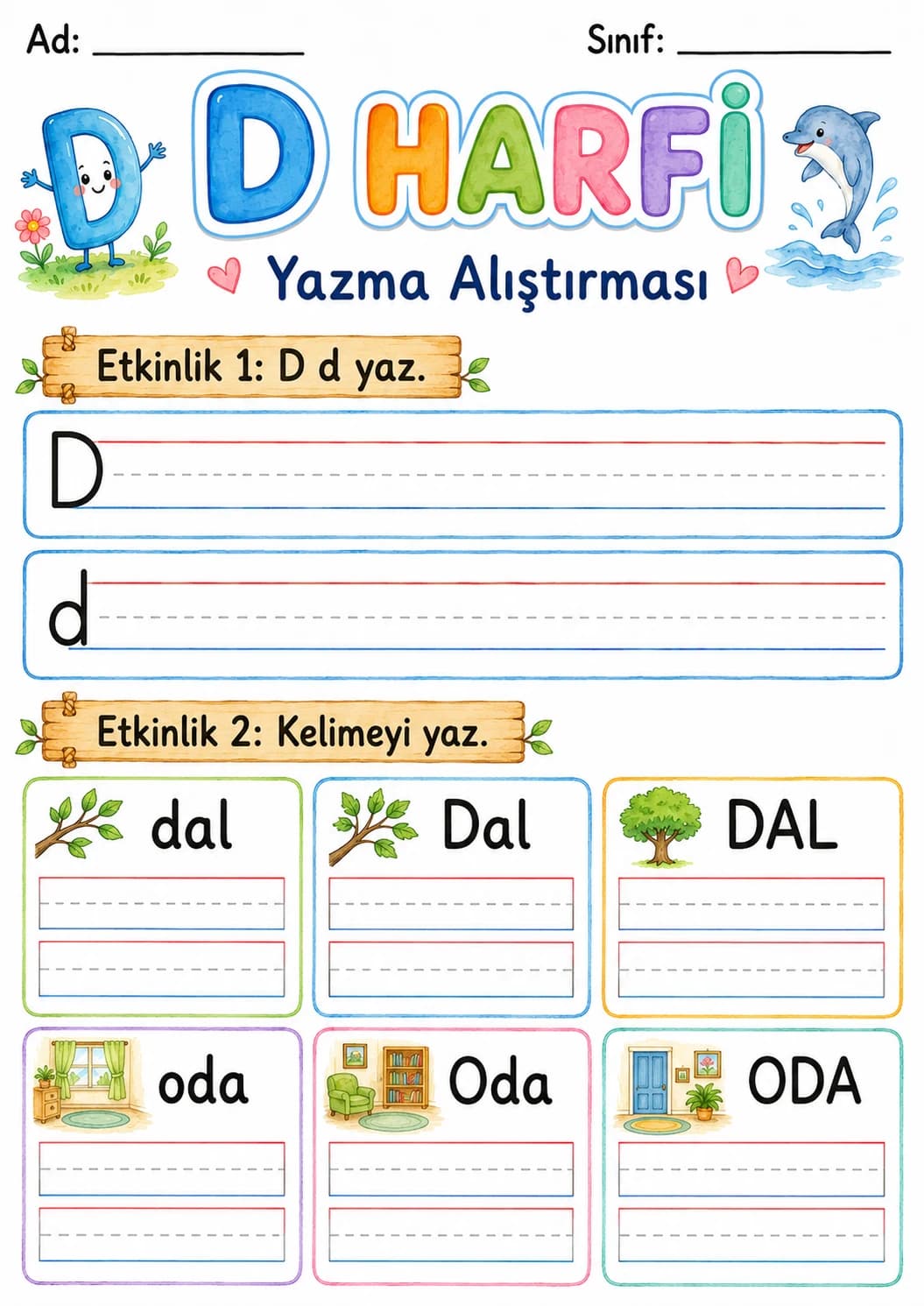 Turkish Letter D Phonics Worksheets Pack page 9 printable worksheet preview