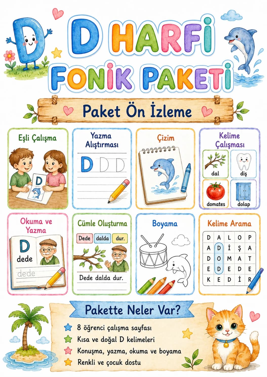 Turkish Letter D Phonics Worksheets Pack page 10 printable worksheet preview