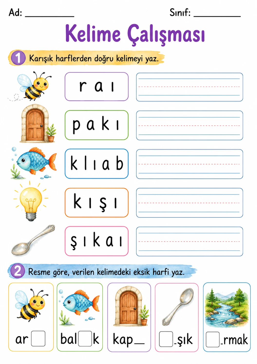 Turkish Letter Dotless I Phonics Worksheets Pack page 3 printable worksheet preview