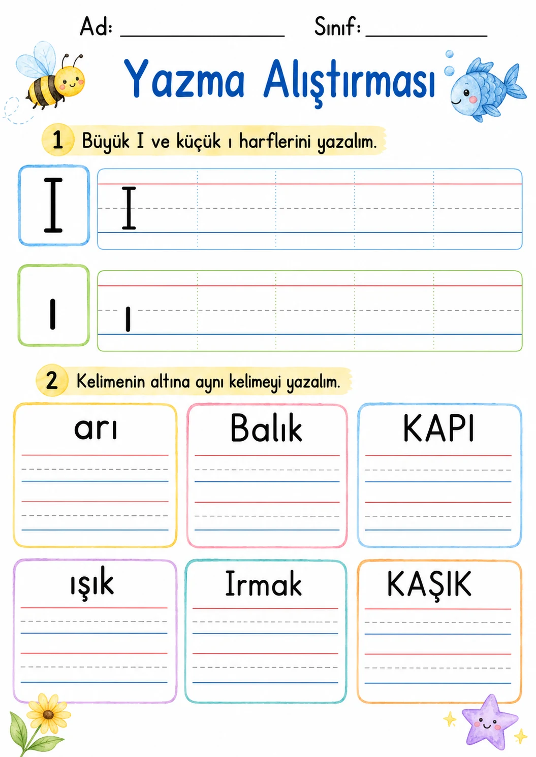 Turkish Letter Dotless I Phonics Worksheets Pack page 4 printable worksheet preview