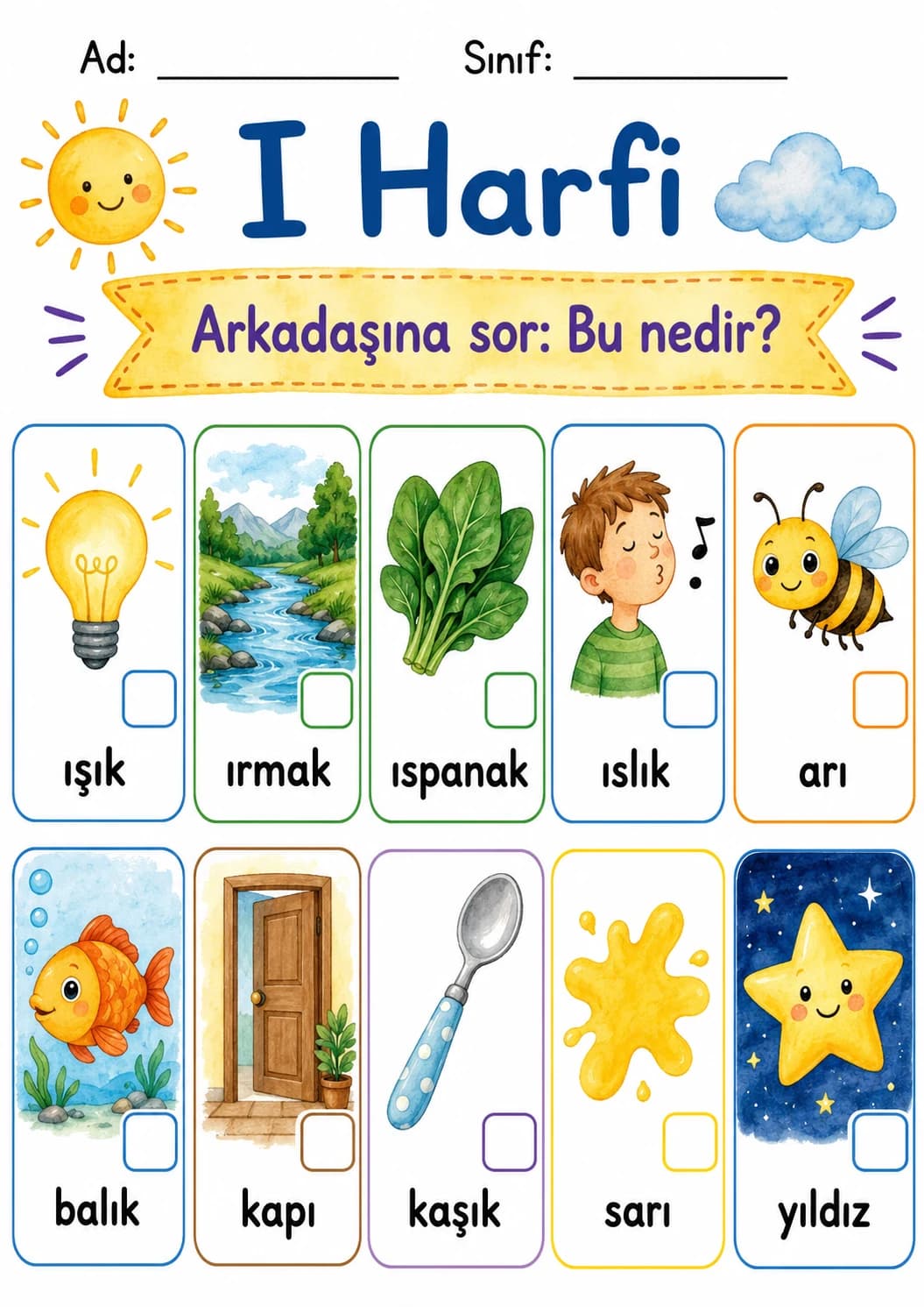 Turkish Letter Dotless I Phonics Worksheets Pack page 8 printable worksheet preview