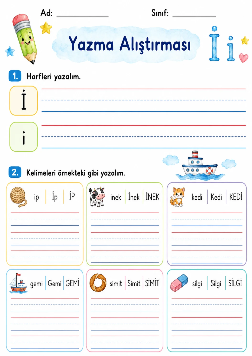 Turkish Letter Dotted I Phonics Worksheets Pack page 9 printable worksheet preview