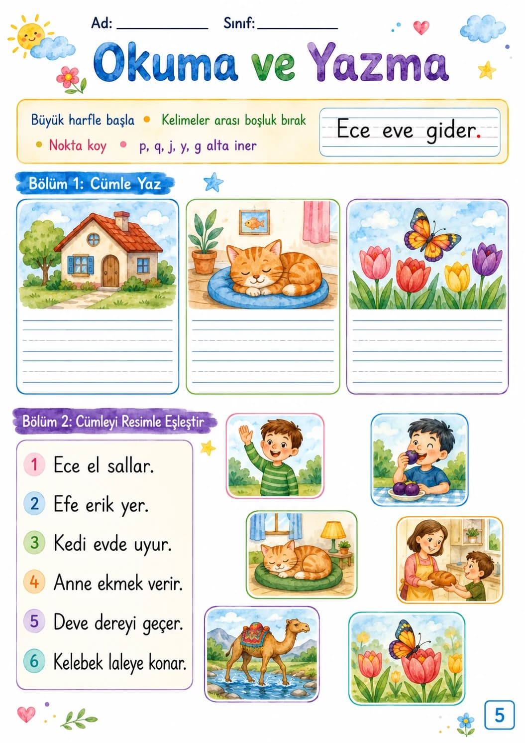 Turkish Letter E Phonics Worksheets Pack page 2 printable worksheet preview