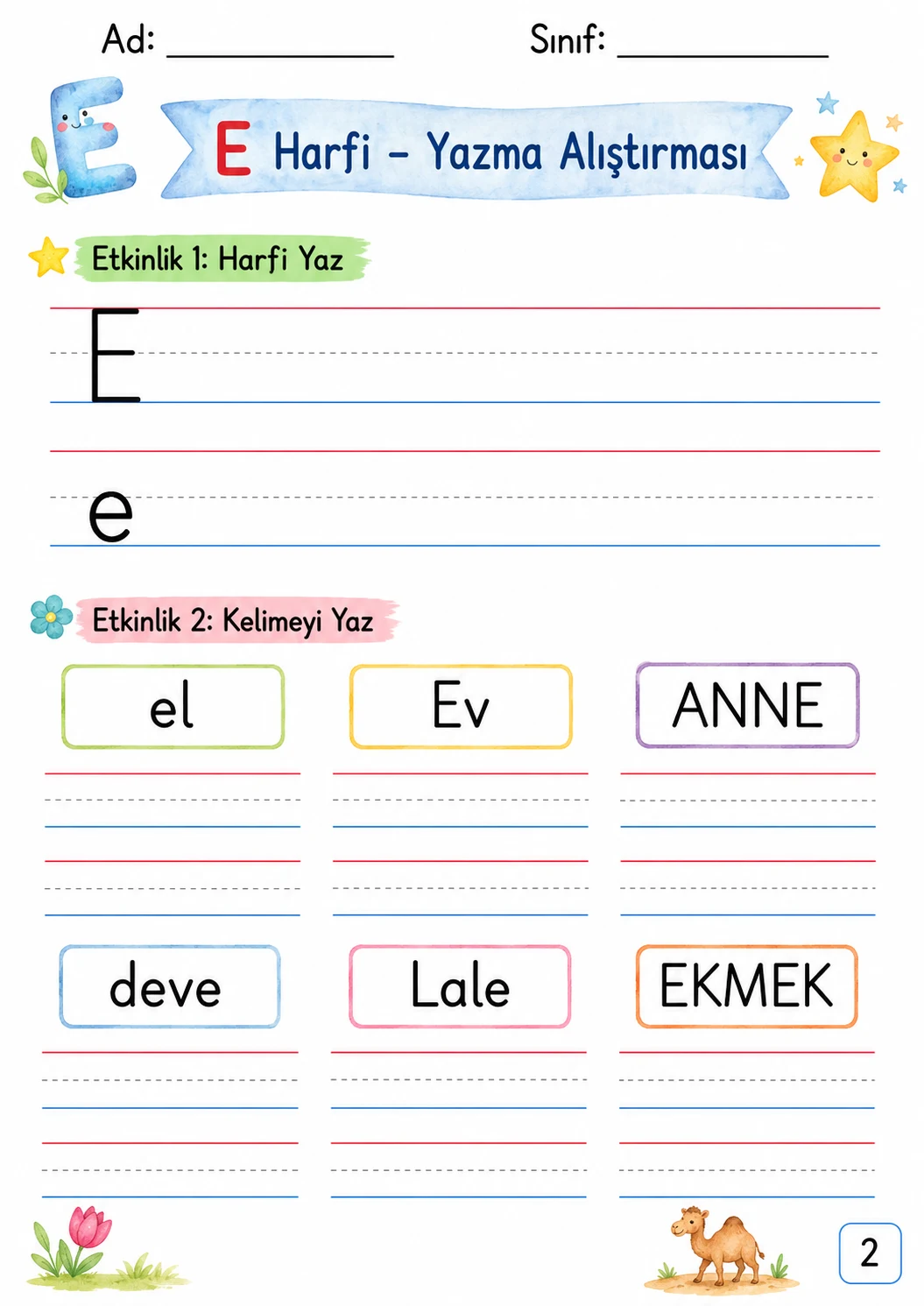 Turkish Letter E Phonics Worksheets Pack page 6 printable worksheet preview