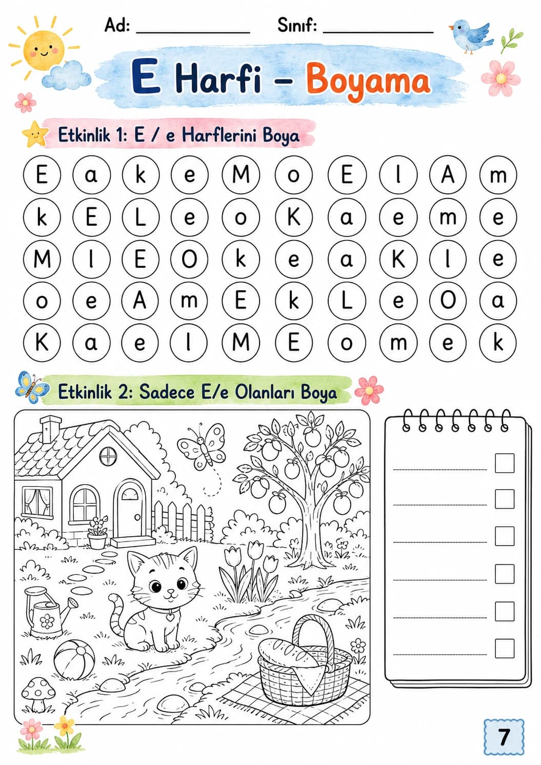 Turkish Letter E Phonics Worksheets Pack page 8 printable worksheet preview