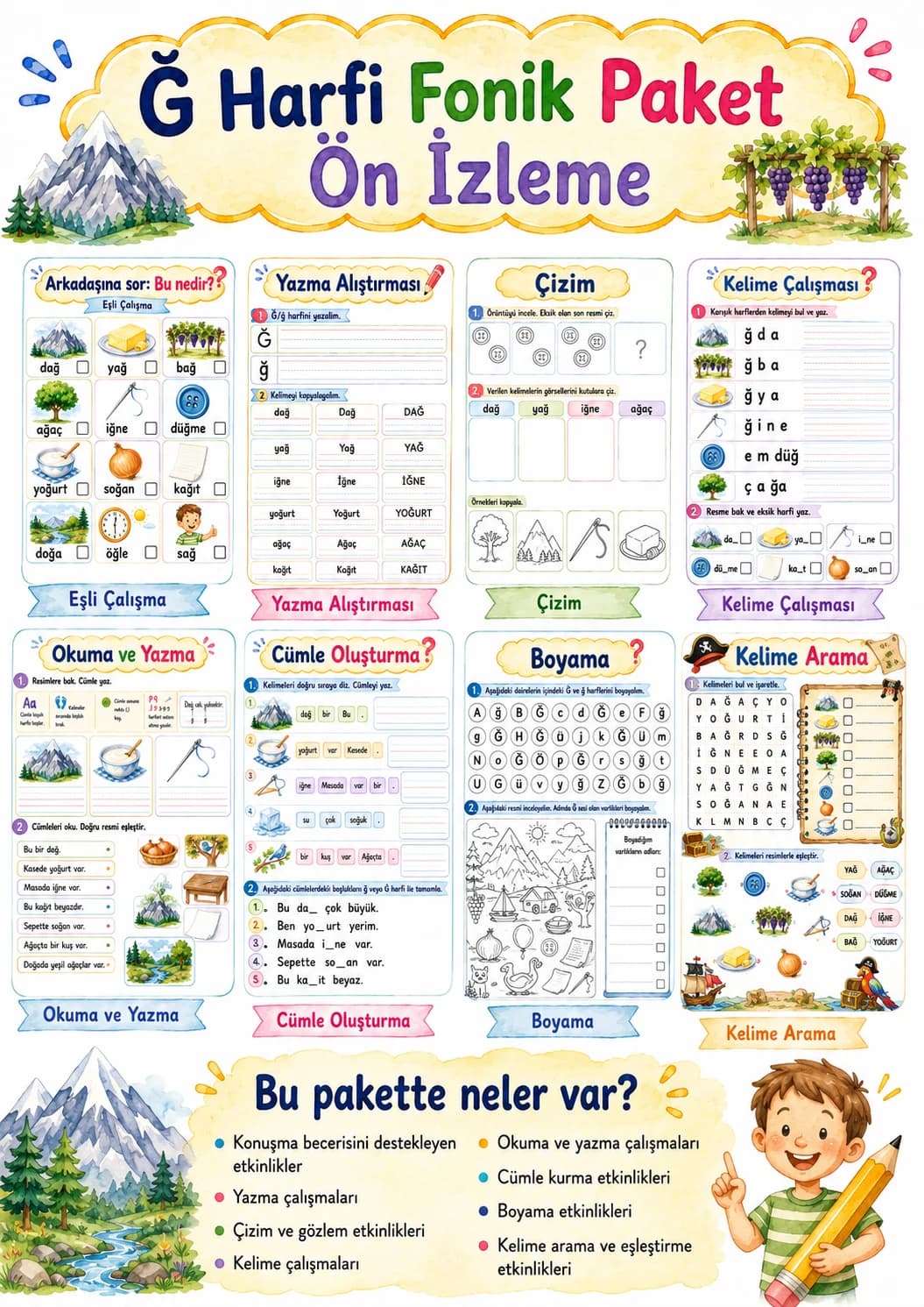 Turkish Letter G Breve Phonics Worksheets Pack page 2 printable worksheet preview