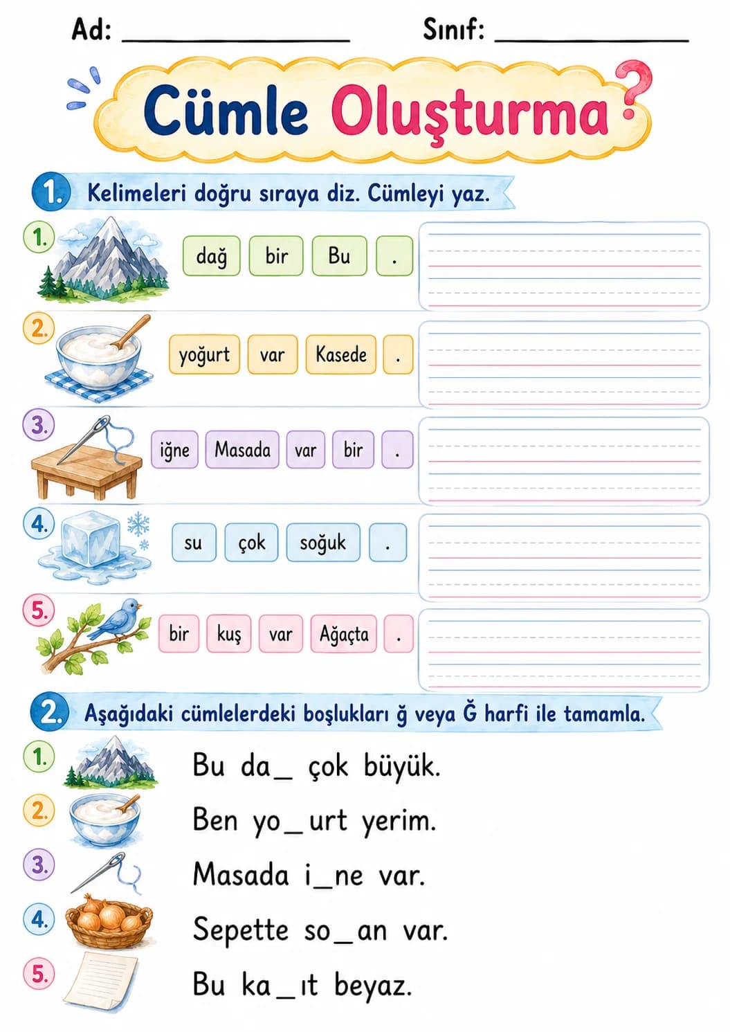 Turkish Letter G Breve Phonics Worksheets Pack page 4 printable worksheet preview