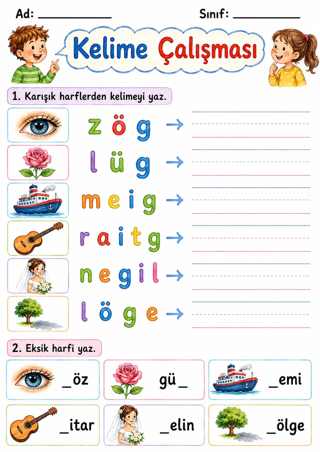 Turkish Letter G Phonics Worksheets Pack page 4 printable worksheet preview