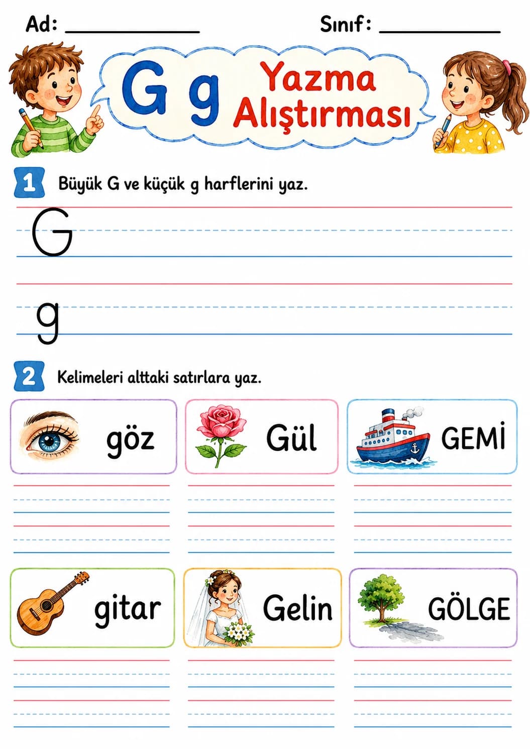 Turkish Letter G Phonics Worksheets Pack page 5 printable worksheet preview