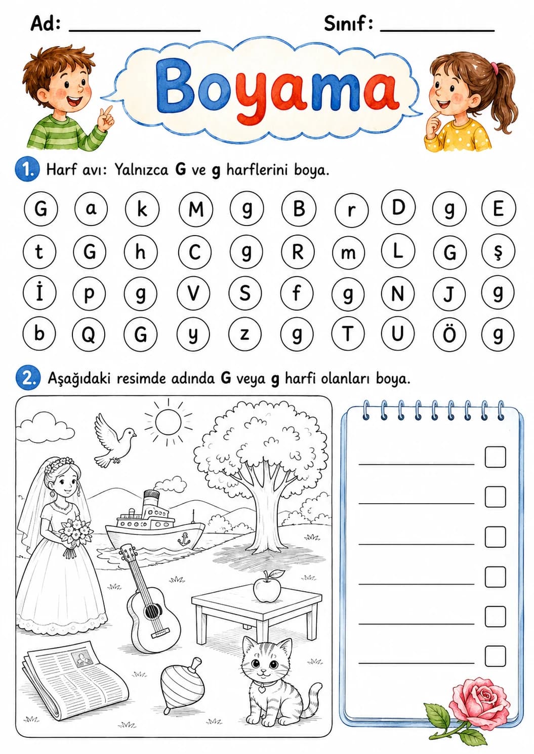Turkish Letter G Phonics Worksheets Pack page 6 printable worksheet preview